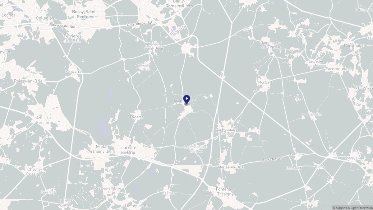 Aperçu cartographique de Neufmoutiers-en-Brie, centré sur la commune