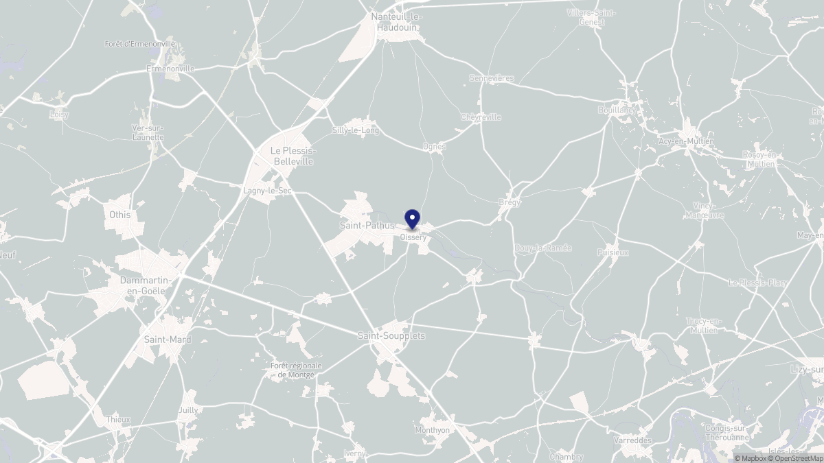 Aperçu cartographique de Oissery, centré sur la commune