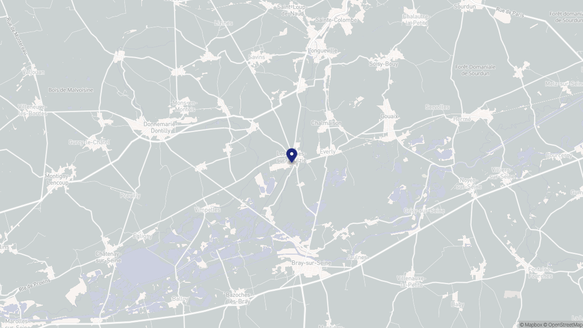 Aperçu cartographique de Les Ormes-sur-Voulzie, centré sur la commune