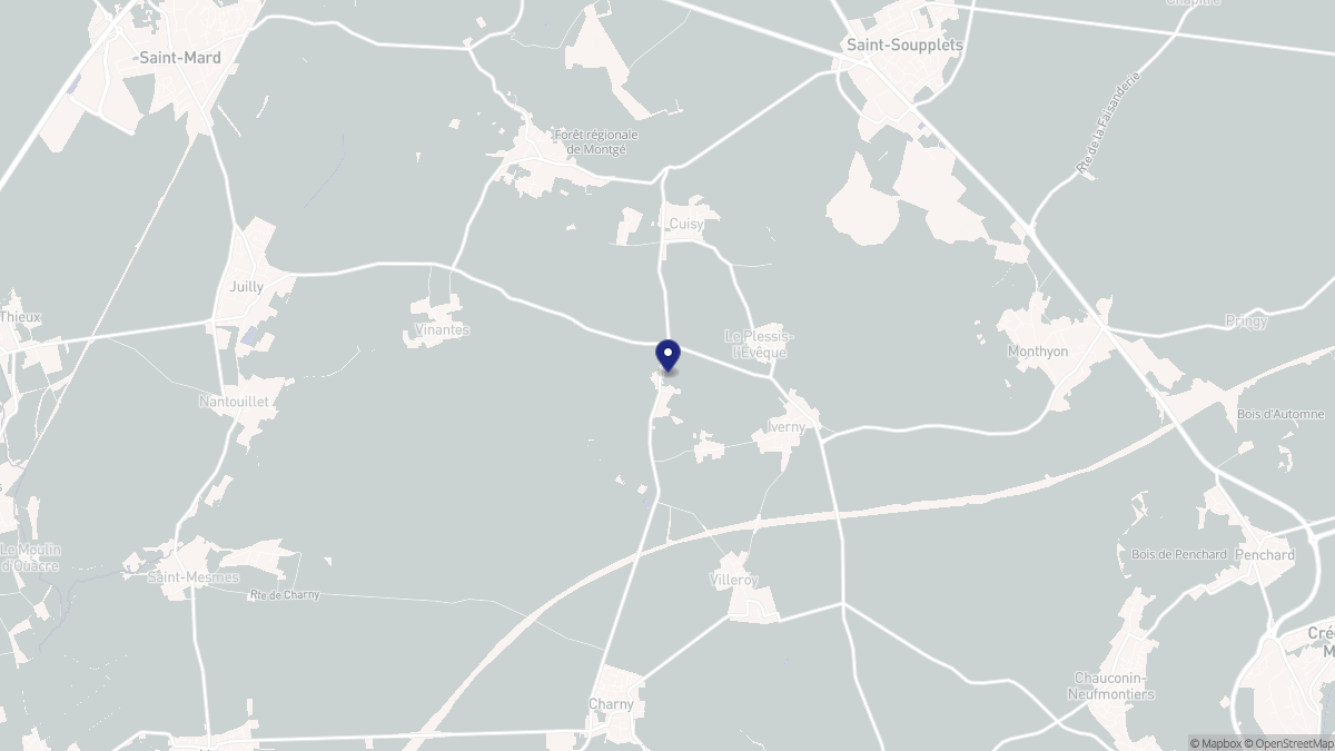 Aperçu cartographique de Le Plessis-aux-Bois, centré sur la commune