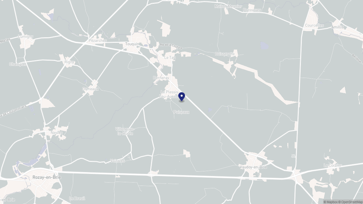 Aperçu cartographique de Le Plessis-Feu-Aussoux, centré sur la commune