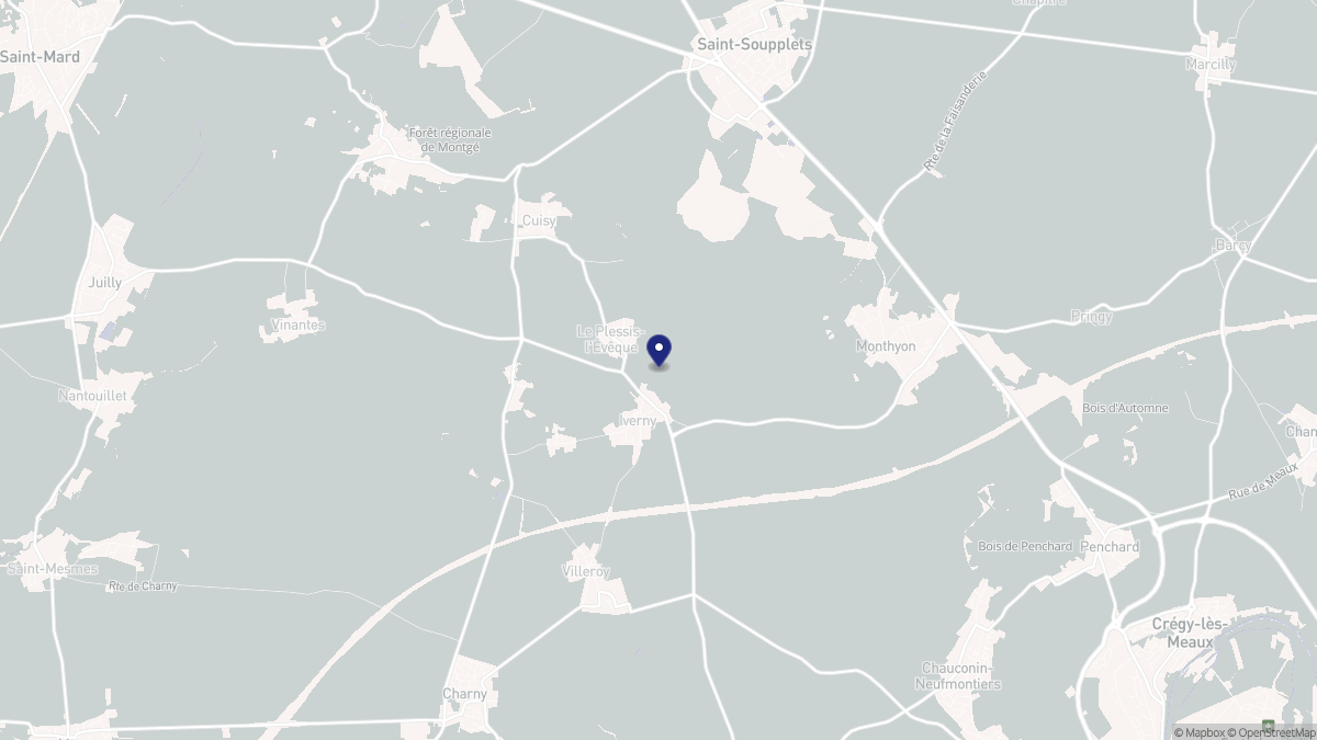 Aperçu cartographique de Le Plessis-l'Évêque, centré sur la commune