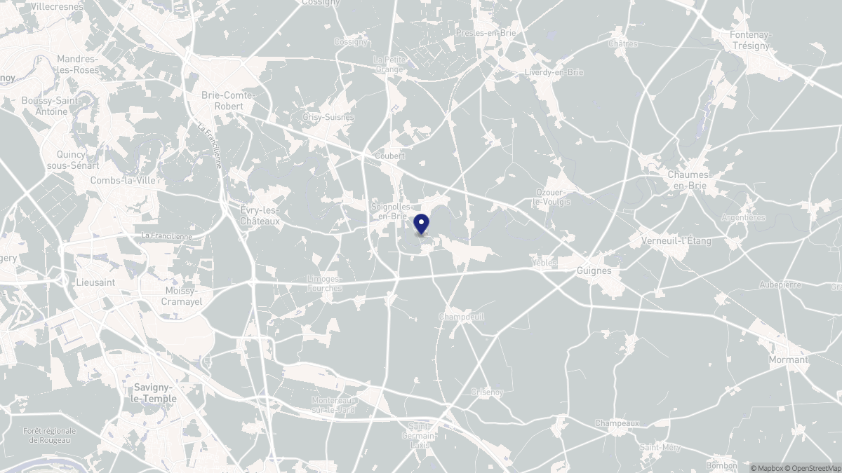 Aperçu cartographique de Soignolles-en-Brie, centré sur la commune