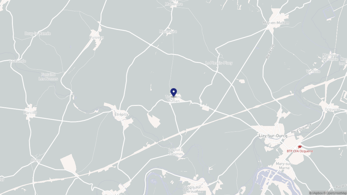 Aperçu cartographique de Trocy-en-Multien, centré sur la commune