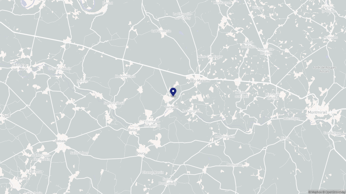 Aperçu cartographique de Verdelot, centré sur la commune