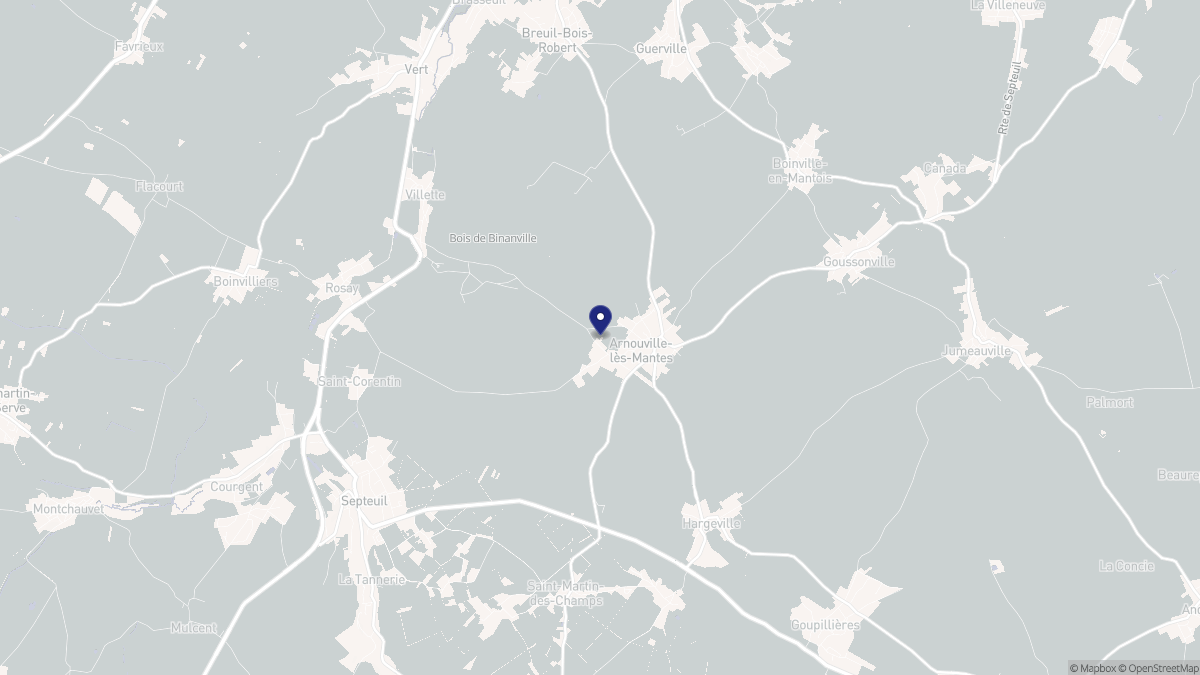 Aperçu cartographique de Arnouville-lès-Mantes, centré sur la commune