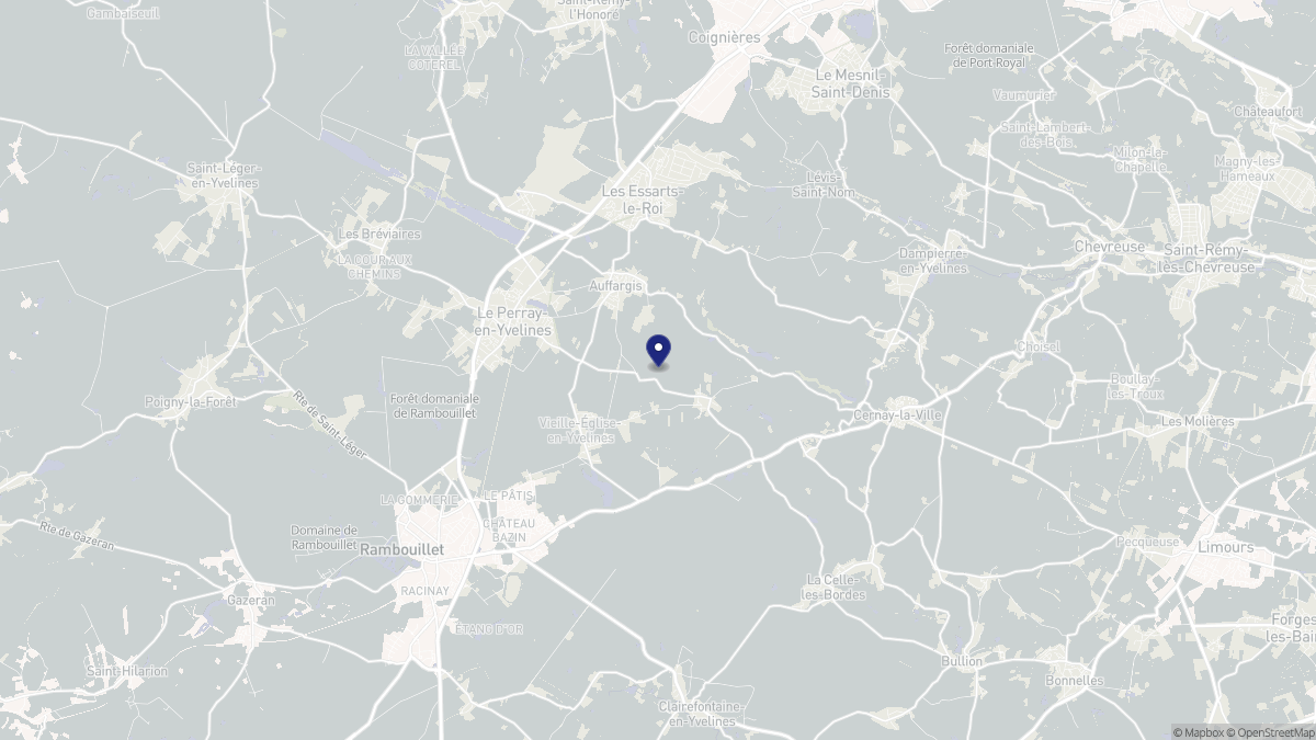 Aperçu cartographique de Auffargis, centré sur la commune