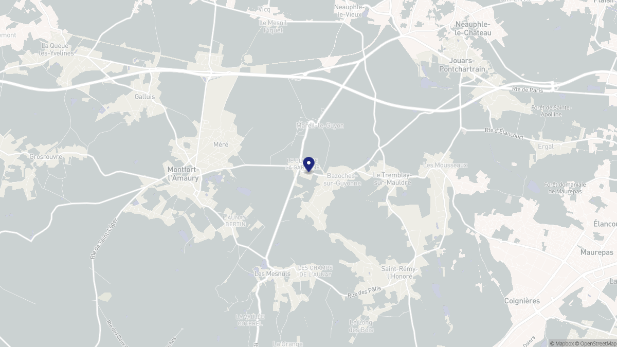 Aperçu cartographique de Bazoches-sur-Guyonne, centré sur la commune