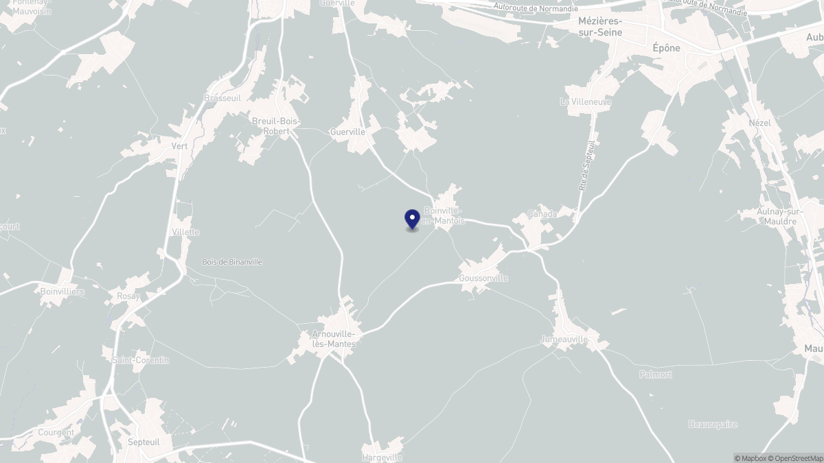 Aperçu cartographique de Boinville-en-Mantois, centré sur la commune