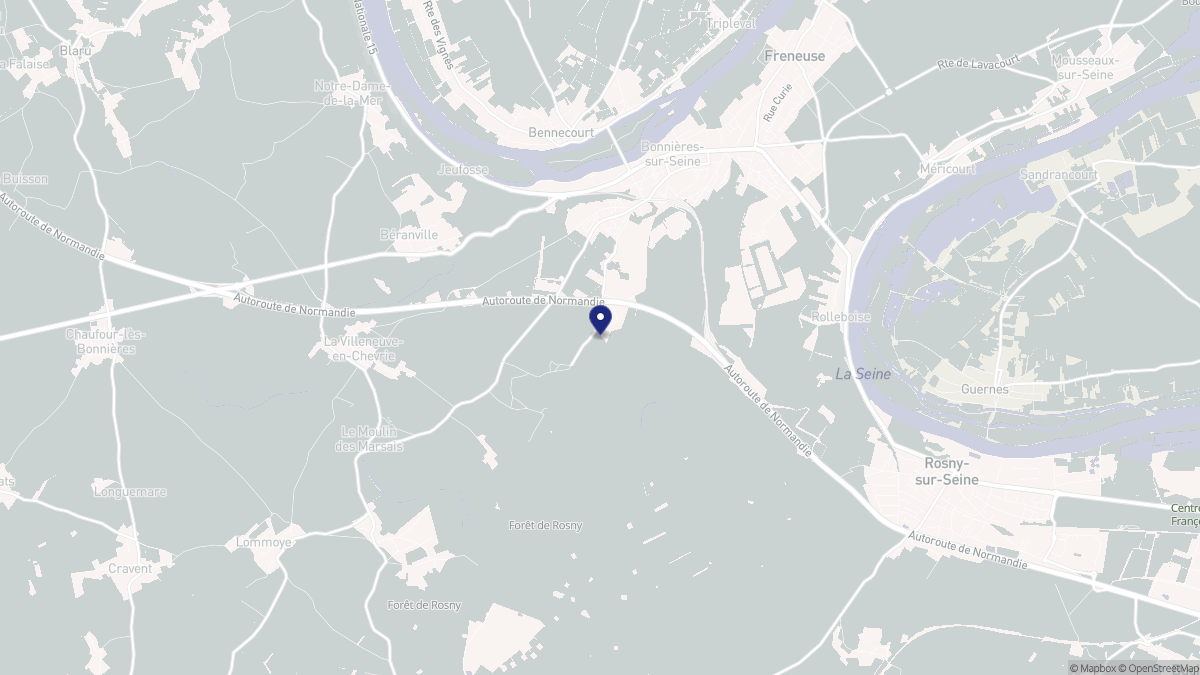 Aperçu cartographique de Bonnières-sur-Seine, centré sur la commune