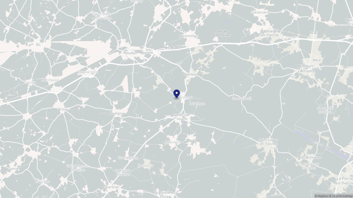 Aperçu cartographique de Bourdonné, centré sur la commune