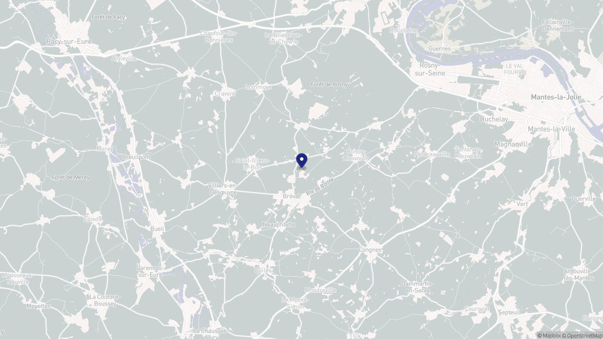 Aperçu cartographique de Bréval, centré sur la commune