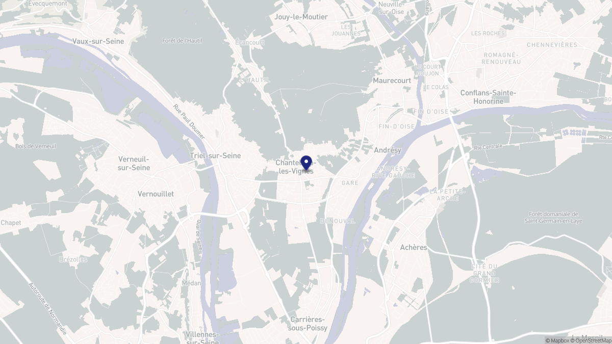 Aperçu cartographique de Chanteloup-les-Vignes, centré sur la commune