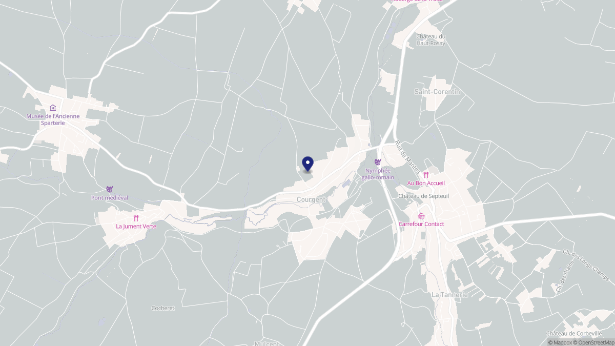 Aperçu cartographique de Courgent, centré sur la commune