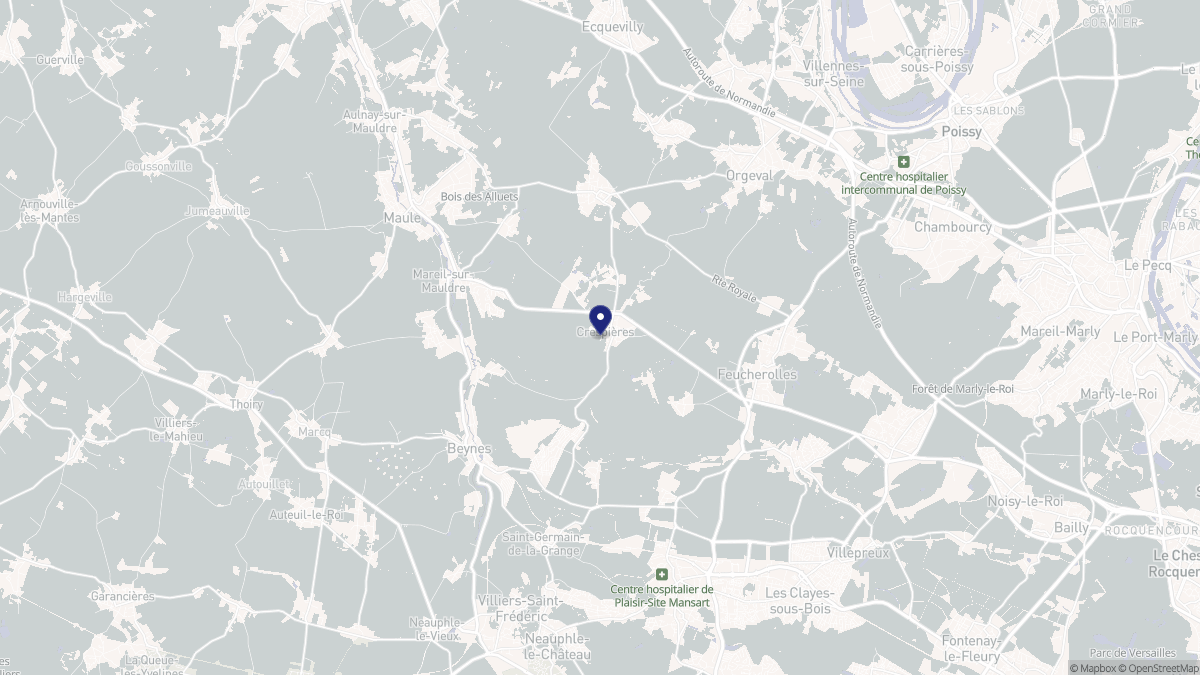 Aperçu cartographique de Crespières, centré sur la commune
