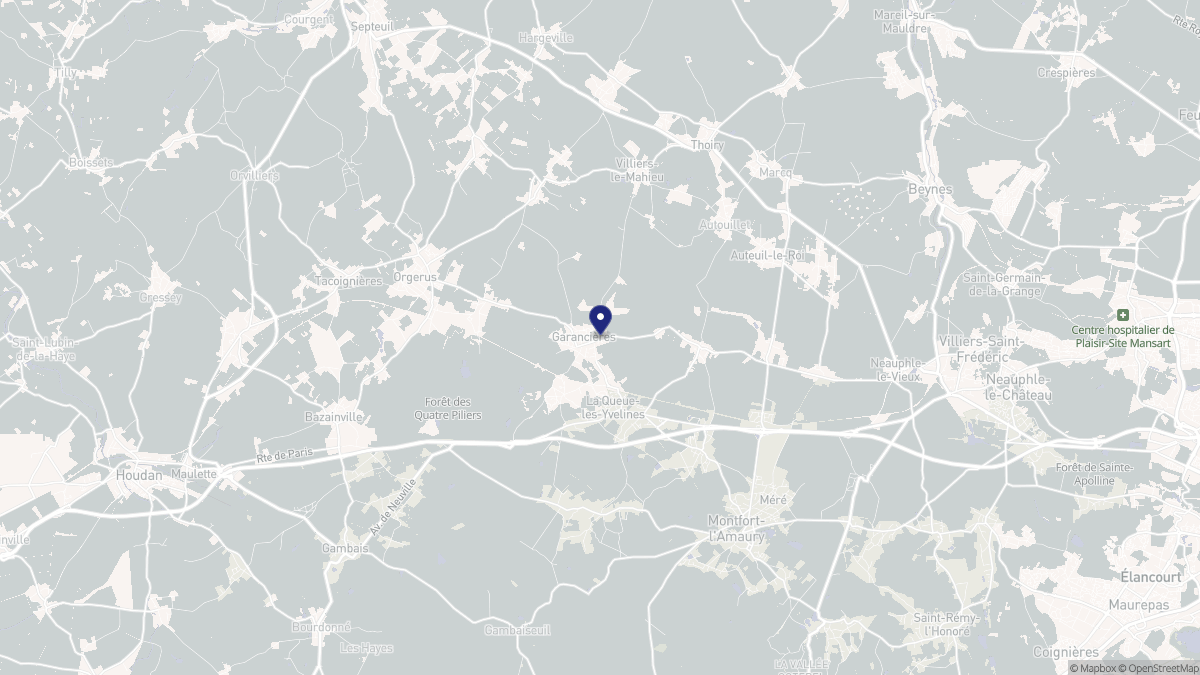Aperçu cartographique de Garancières, centré sur la commune