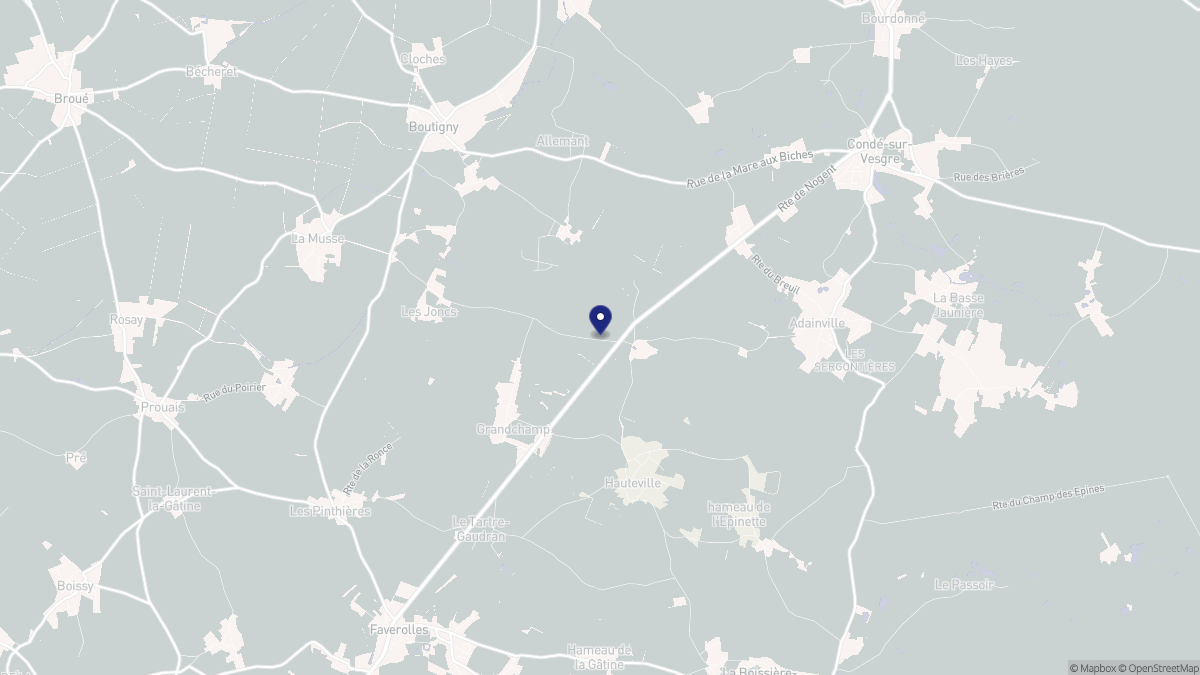 Aperçu cartographique de Grandchamp, centré sur la commune