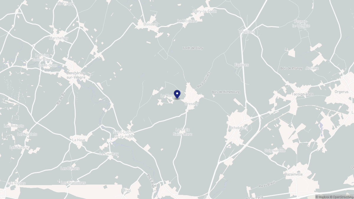 Aperçu cartographique de Gressey, centré sur la commune