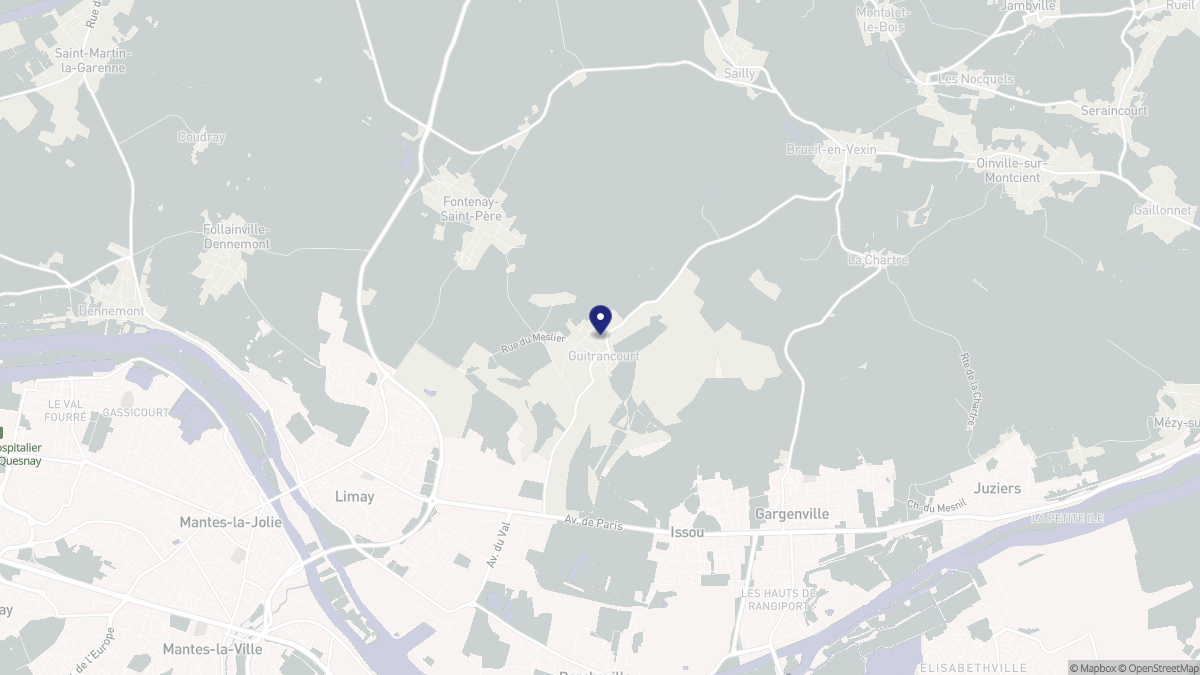 Aperçu cartographique de Guitrancourt, centré sur la commune