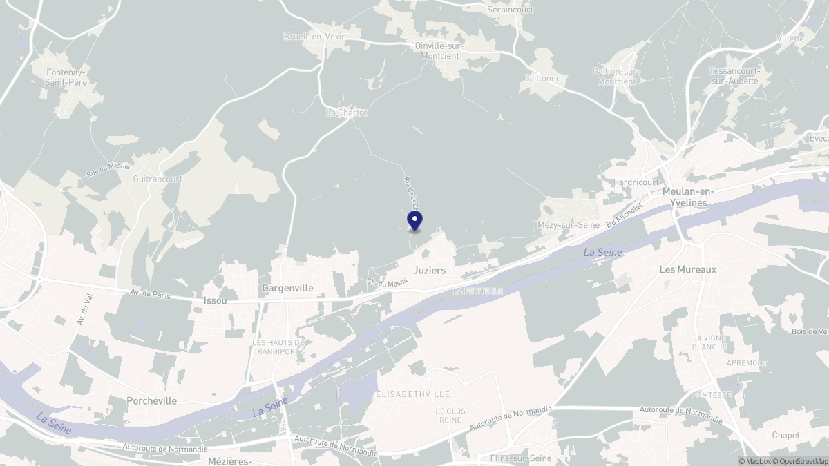 Aperçu cartographique de Juziers, centré sur la commune