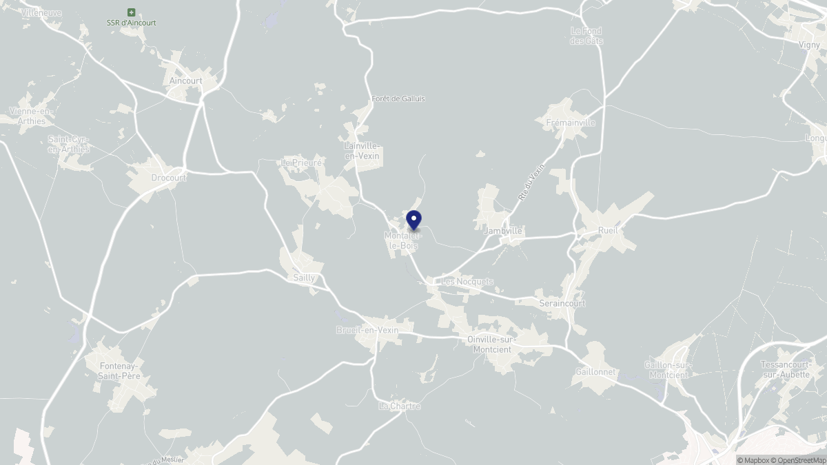 Aperçu cartographique de Montalet-le-Bois, centré sur la commune