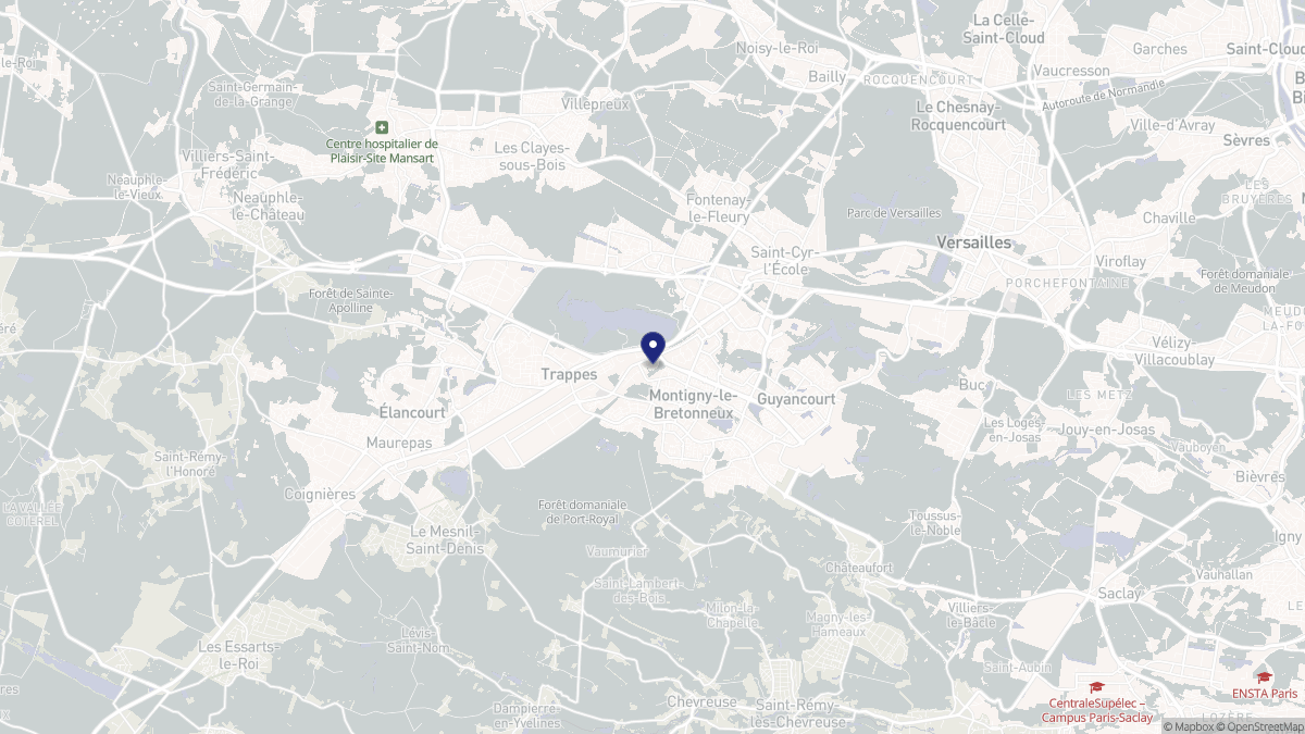 Aperçu cartographique de Montigny-le-Bretonneux, centré sur la commune