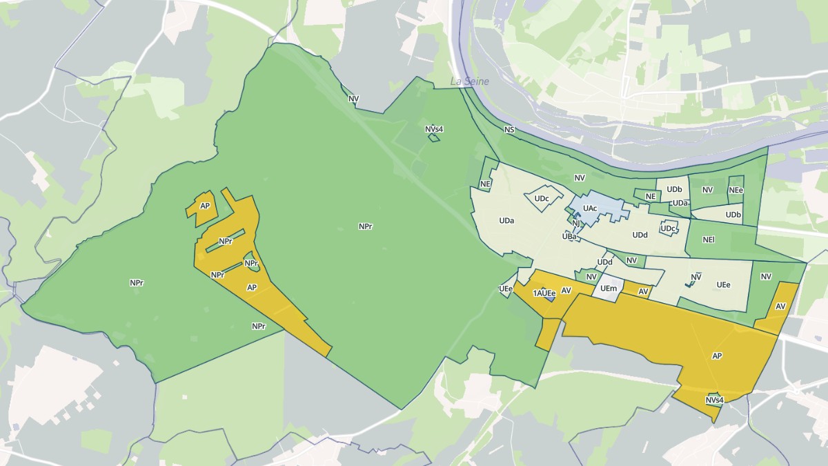 Aperçu cartographique de Rosny-sur-Seine, centré sur la commune