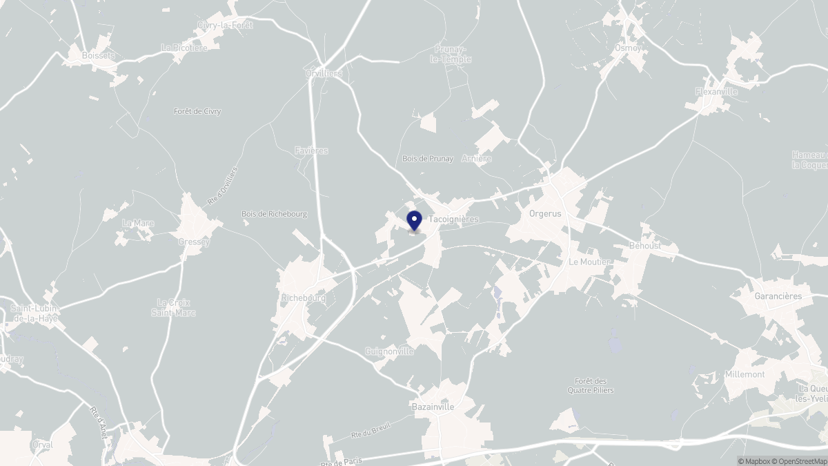 Aperçu cartographique de Tacoignières, centré sur la commune