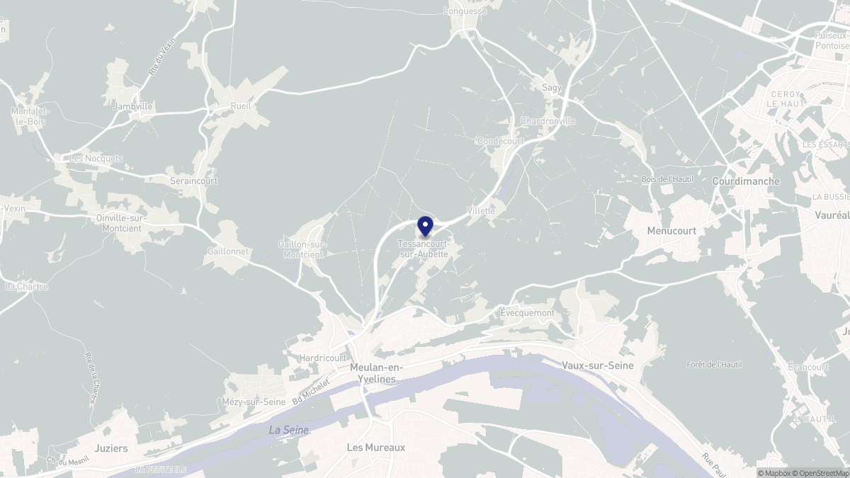 Aperçu cartographique de Tessancourt-sur-Aubette, centré sur la commune