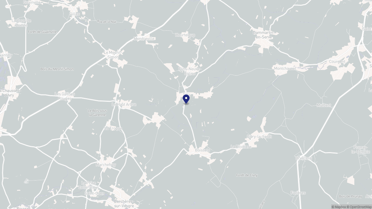 Aperçu cartographique de Tilly, centré sur la commune
