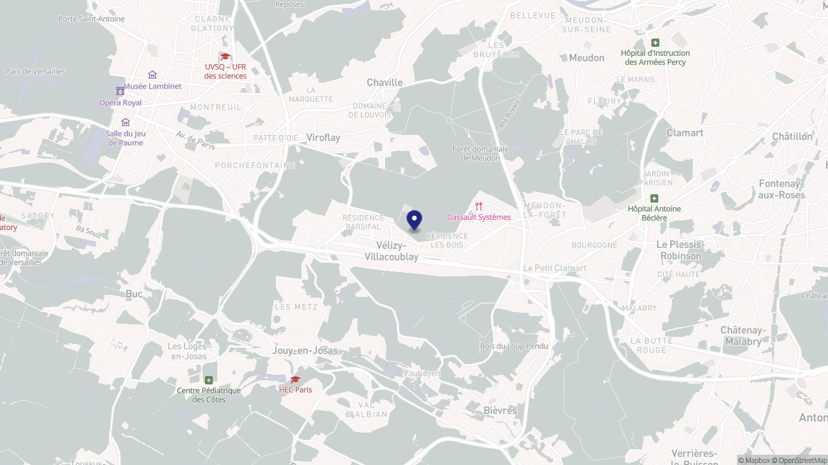 Aperçu cartographique de Vélizy-Villacoublay, centré sur la commune