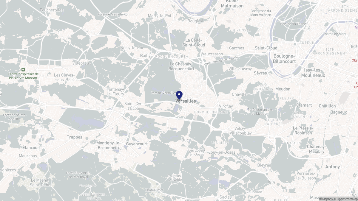 Aperçu cartographique de Versailles, centré sur la commune