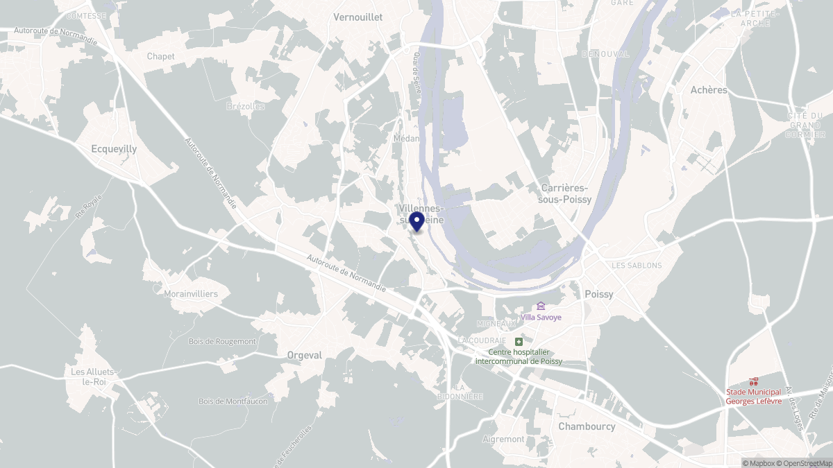 Aperçu cartographique de Villennes-sur-Seine, centré sur la commune