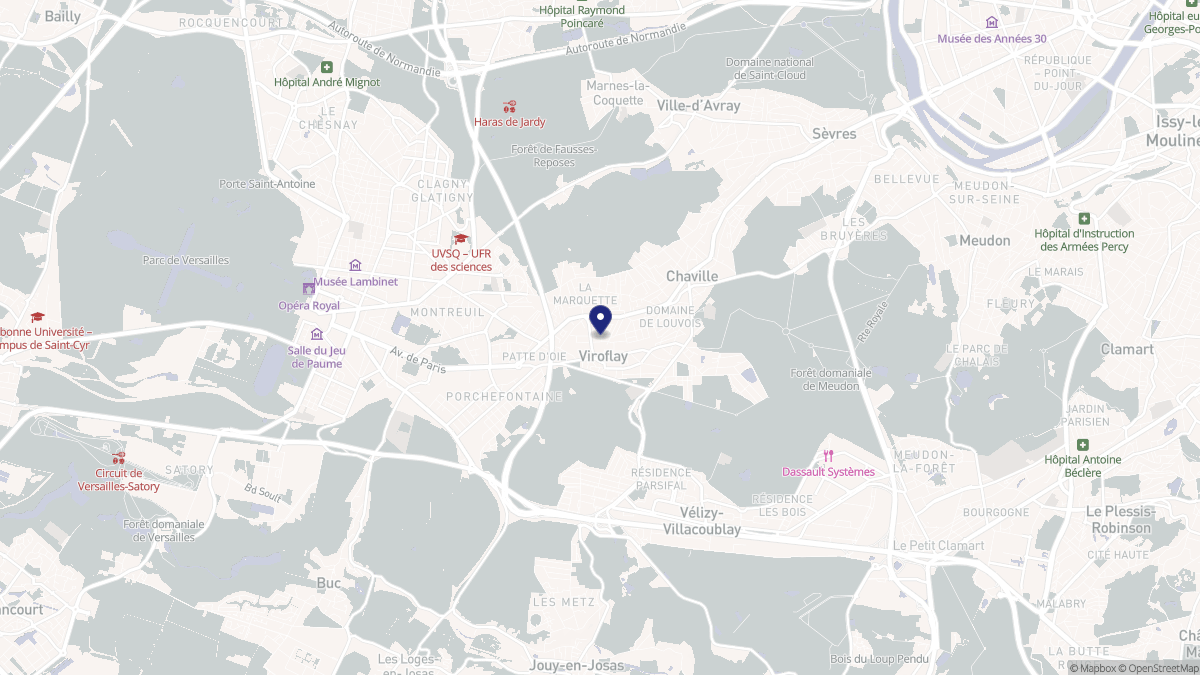 Aperçu cartographique de Viroflay, centré sur la commune