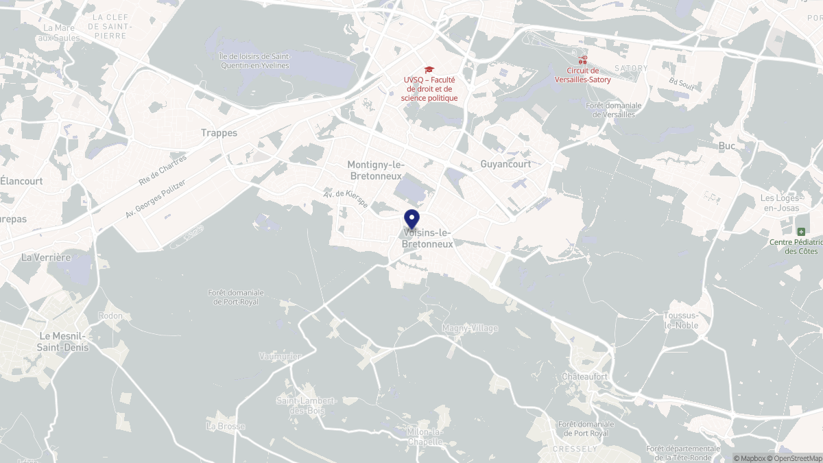 Aperçu cartographique de Voisins-le-Bretonneux, centré sur la commune
