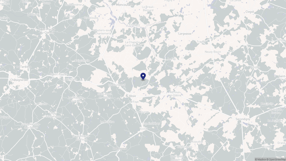 Aperçu cartographique de L'Absie, centré sur la commune