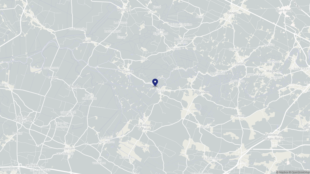 Aperçu cartographique de Arçais, centré sur la commune