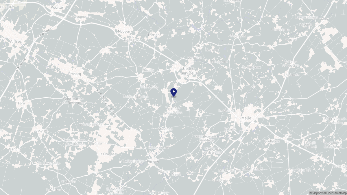 Aperçu cartographique de Celles-sur-Belle, centré sur la commune