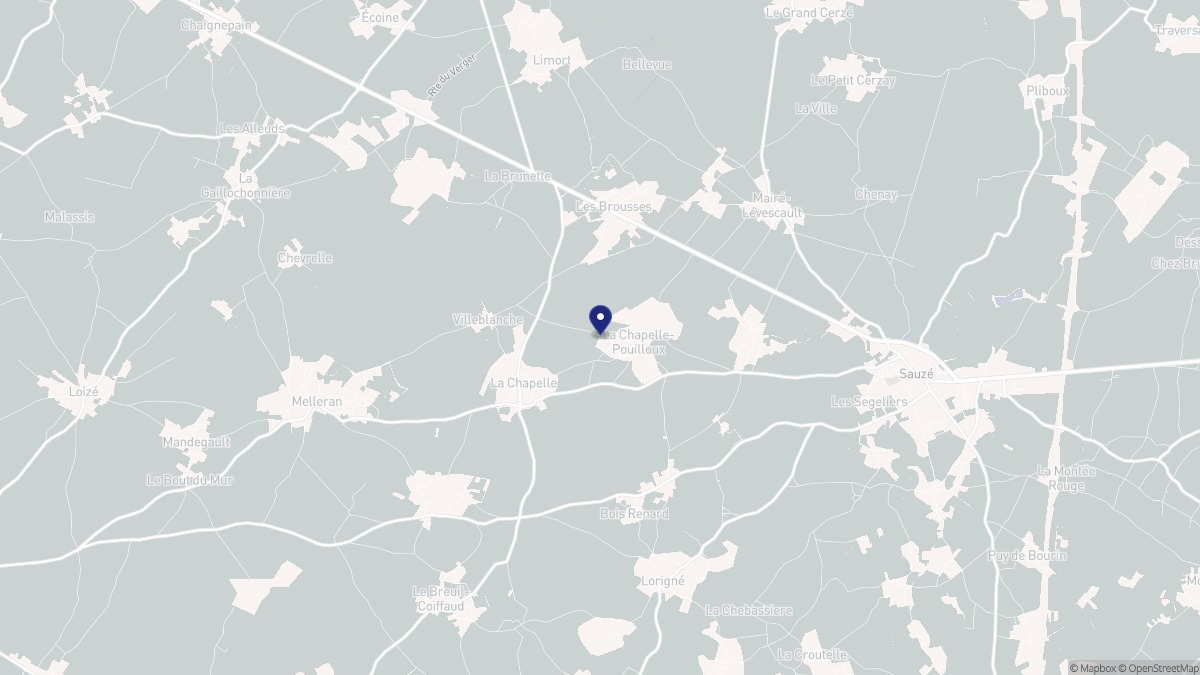 Aperçu cartographique de La Chapelle-Pouilloux, centré sur la commune