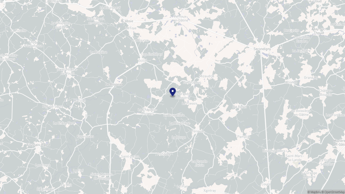 Aperçu cartographique de Beugnon-Thireuil, centré sur la commune
