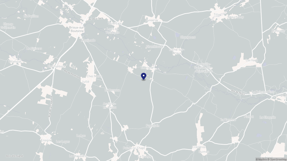 Aperçu cartographique de Chérigné, centré sur la commune