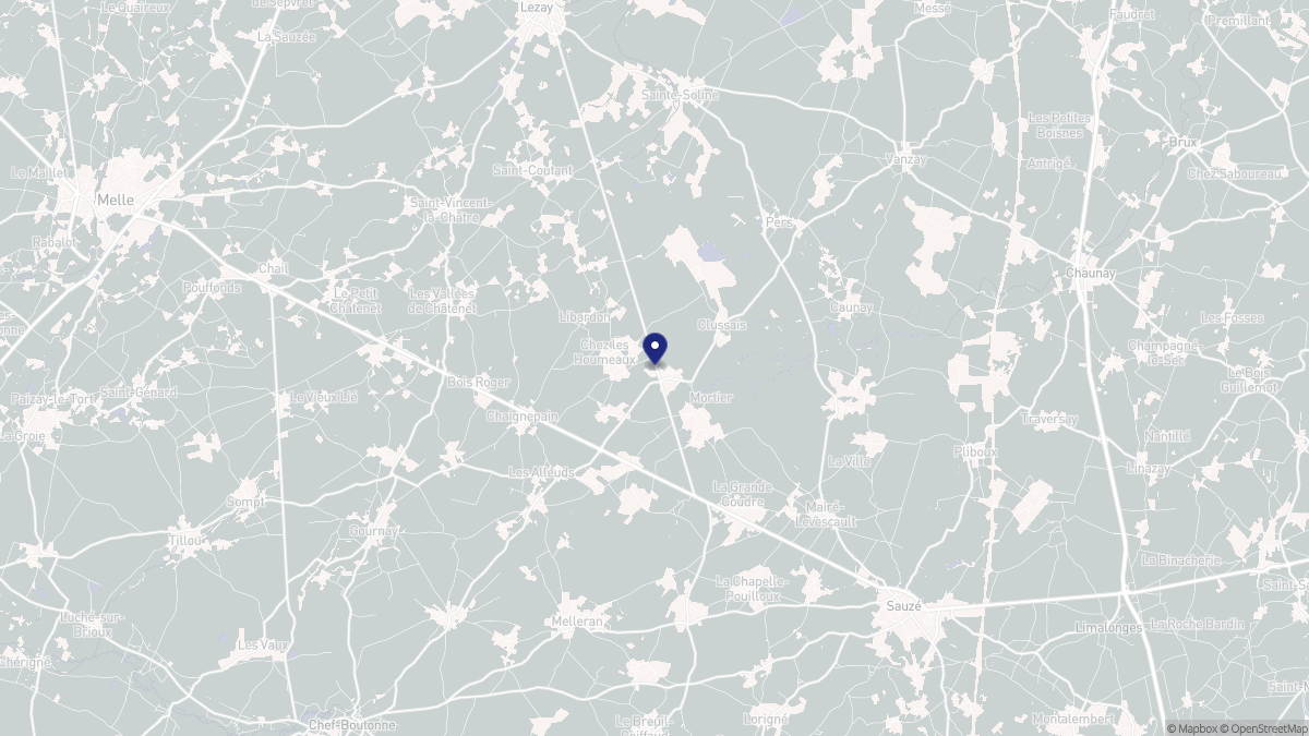 Aperçu cartographique de Clussais-la-Pommeraie, centré sur la commune