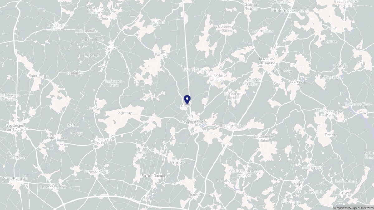 Aperçu cartographique de Cours, centré sur la commune