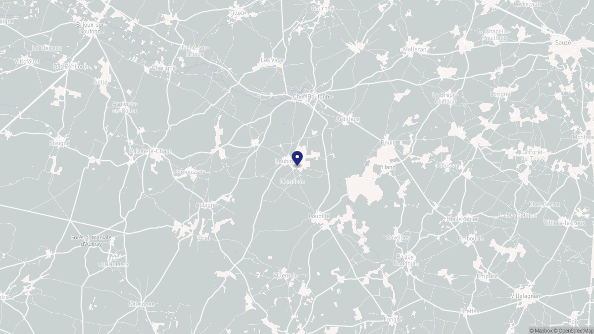 Aperçu cartographique de Loubigné, centré sur la commune