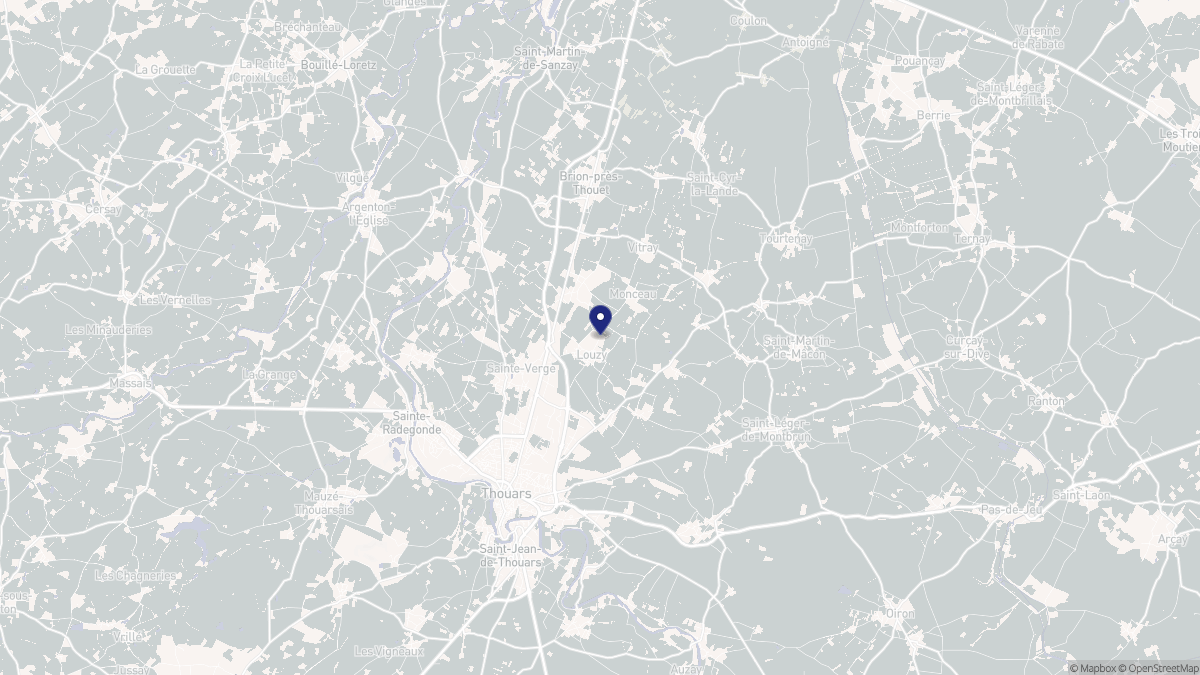 Aperçu cartographique de Louzy, centré sur la commune