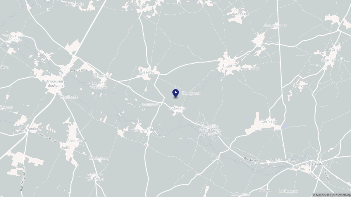 Aperçu cartographique de Luché-sur-Brioux, centré sur la commune