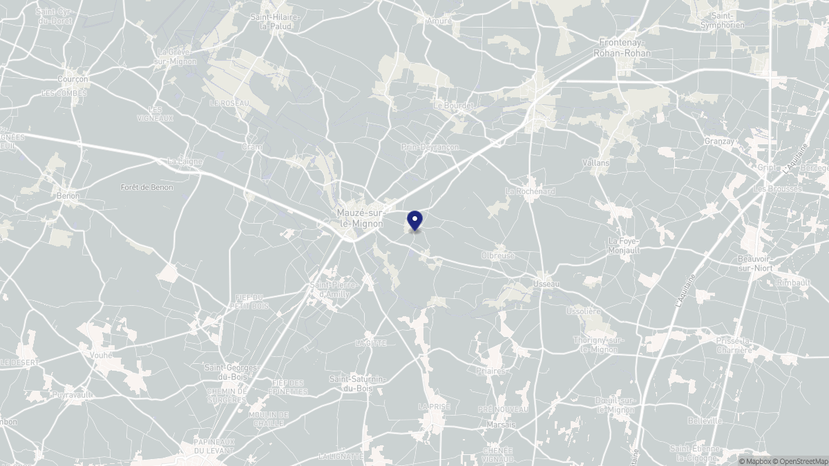 Aperçu cartographique de Mauzé-sur-le-Mignon, centré sur la commune