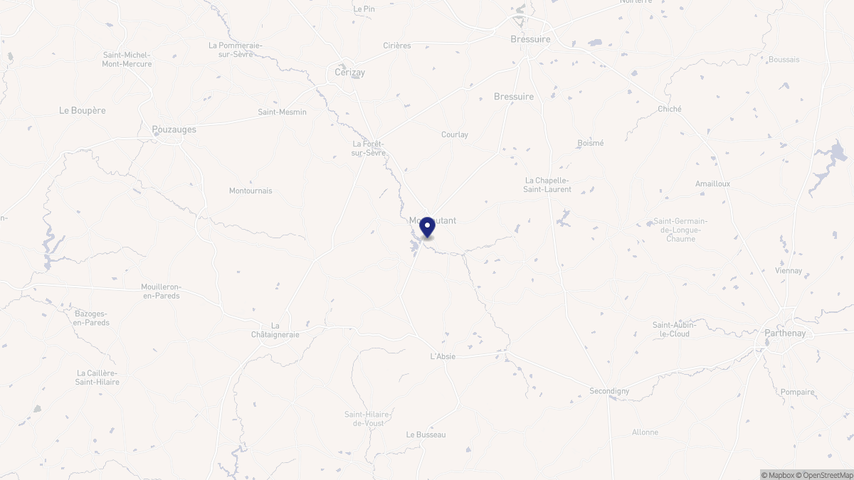 Aperçu cartographique de Moncoutant-sur-Sèvre, centré sur la commune