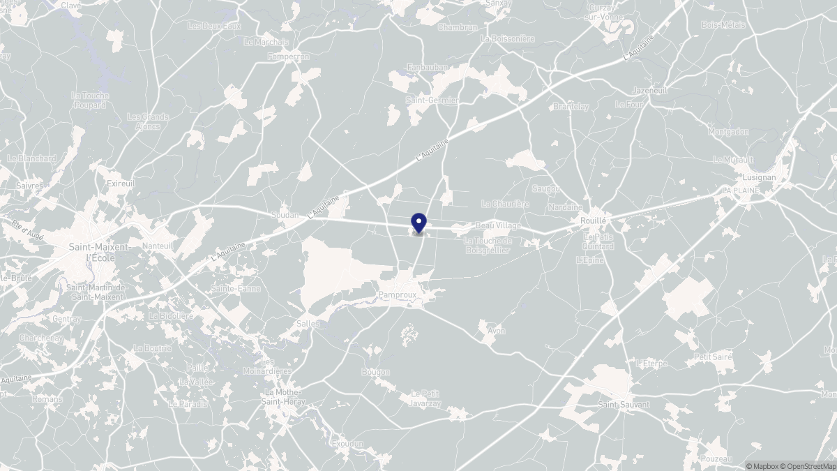 Aperçu cartographique de Pamproux, centré sur la commune