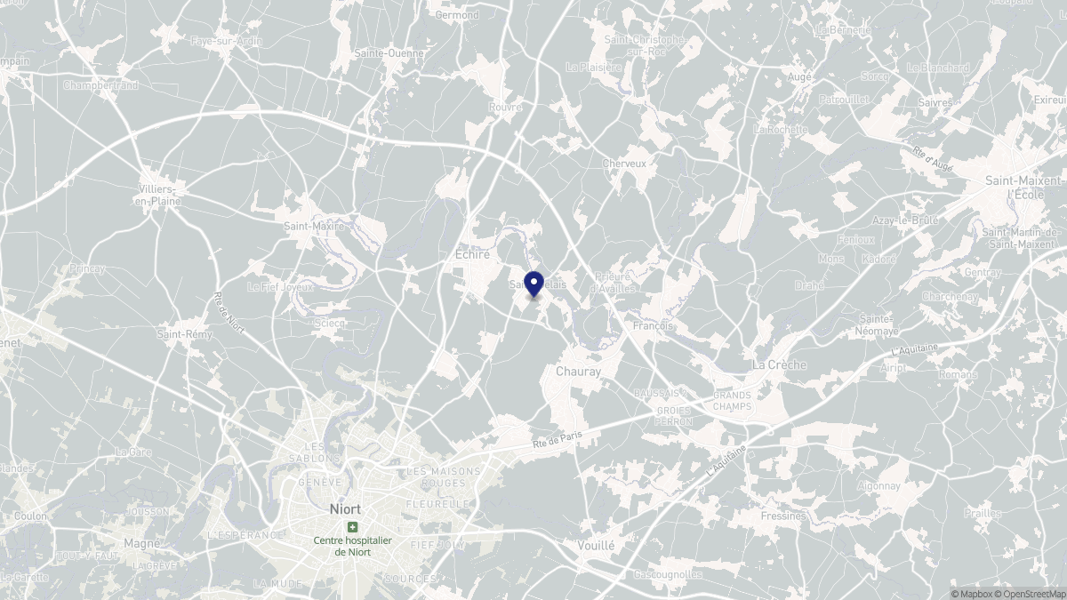 Aperçu cartographique de Saint-Gelais, centré sur la commune